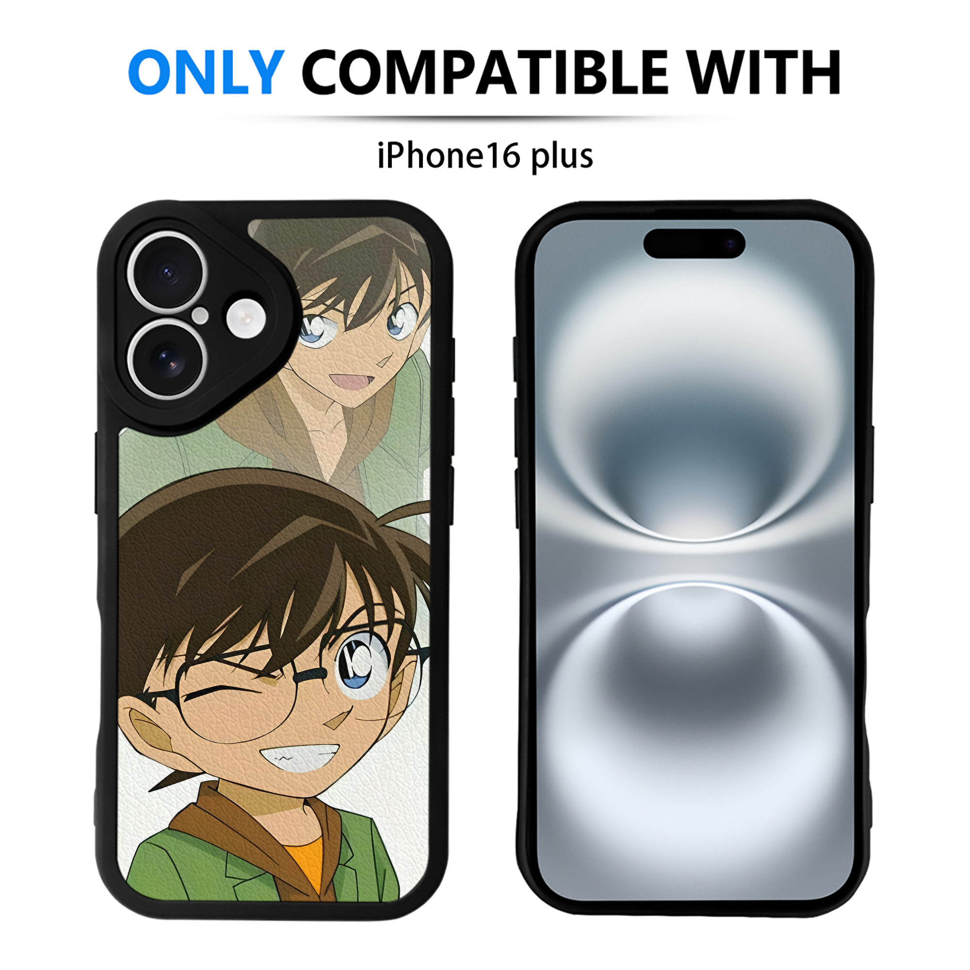 （画像用） 名探偵コナン Detective Conan 【iPhone 16シリーズ対応】シリコンスマホケース（レザー調） 材質：シリコン